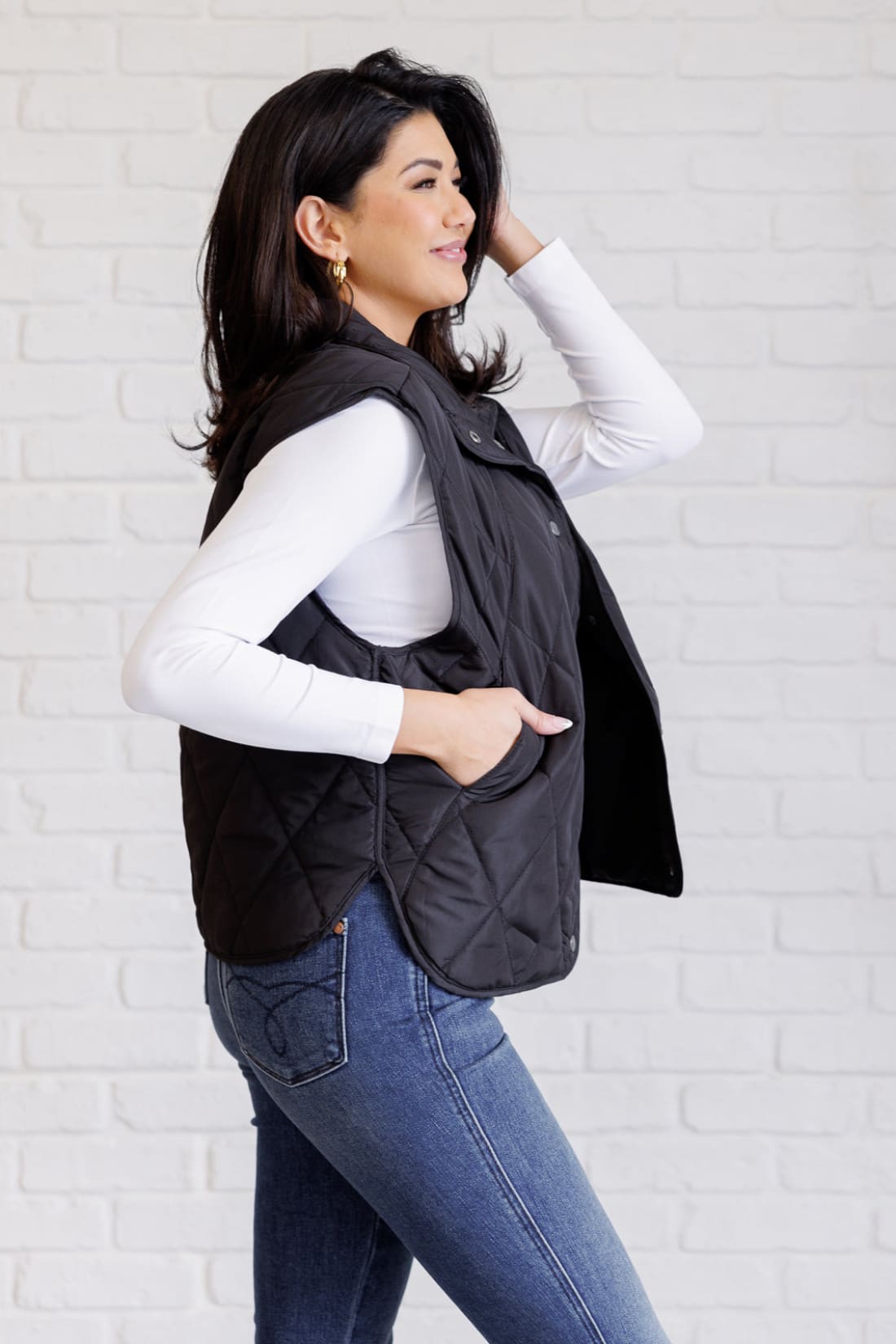 Layering Queen Quilted Puffer Vest in Black | Layers