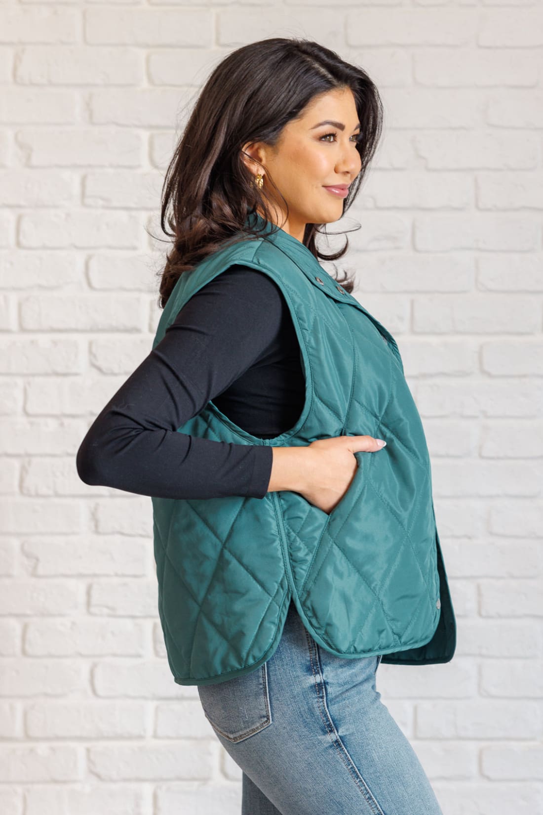 Layering Queen Quilted Puffer Vest in Hunter Green | Layers