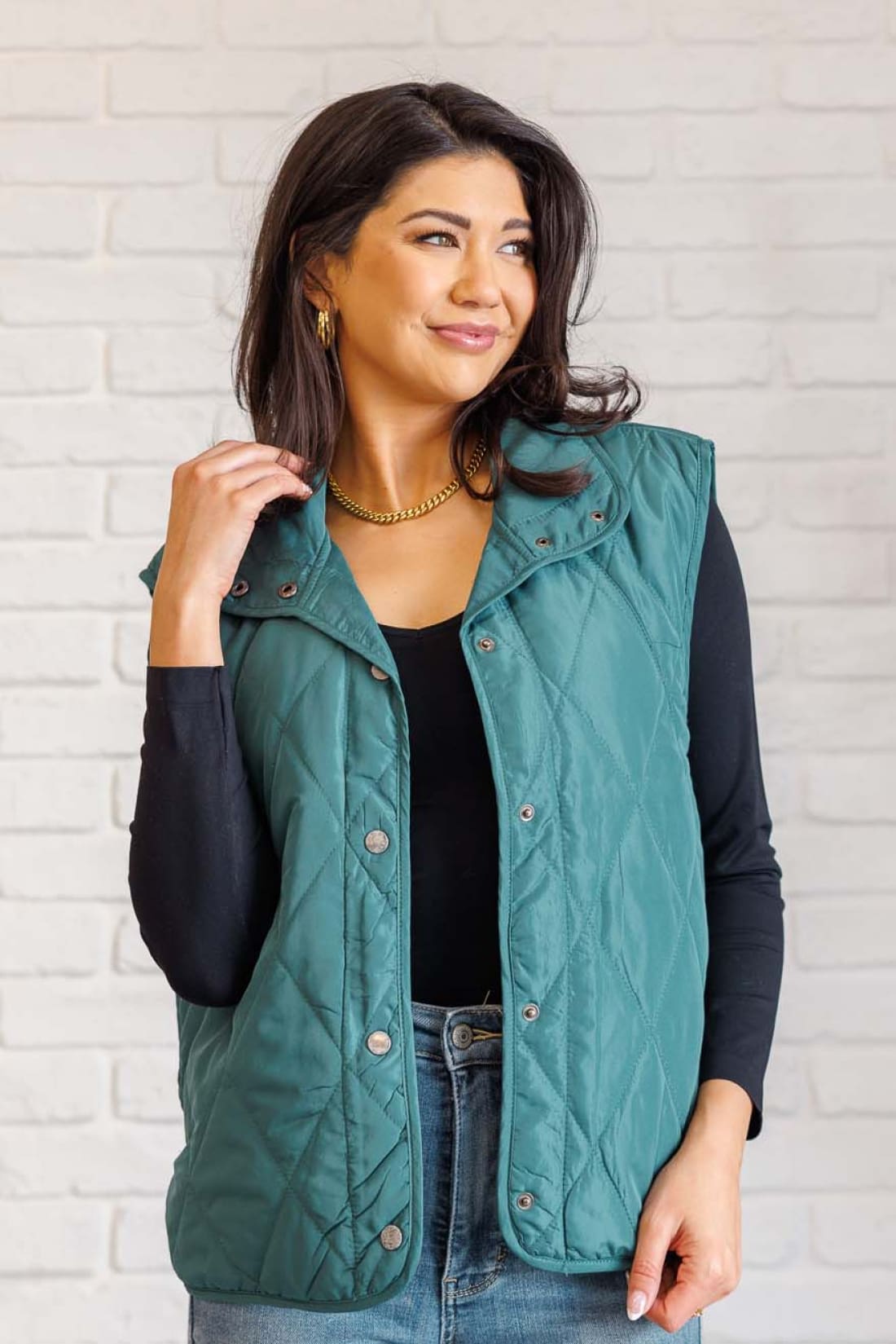 Layering Queen Quilted Puffer Vest in Hunter Green | Layers