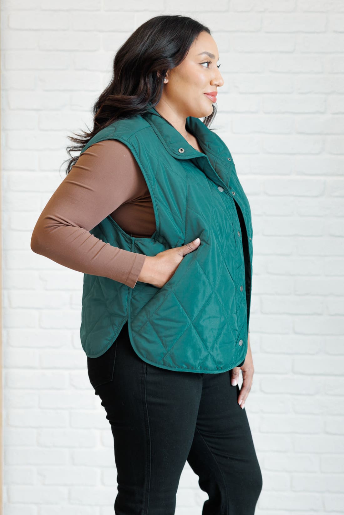 Layering Queen Quilted Puffer Vest in Hunter Green | Layers