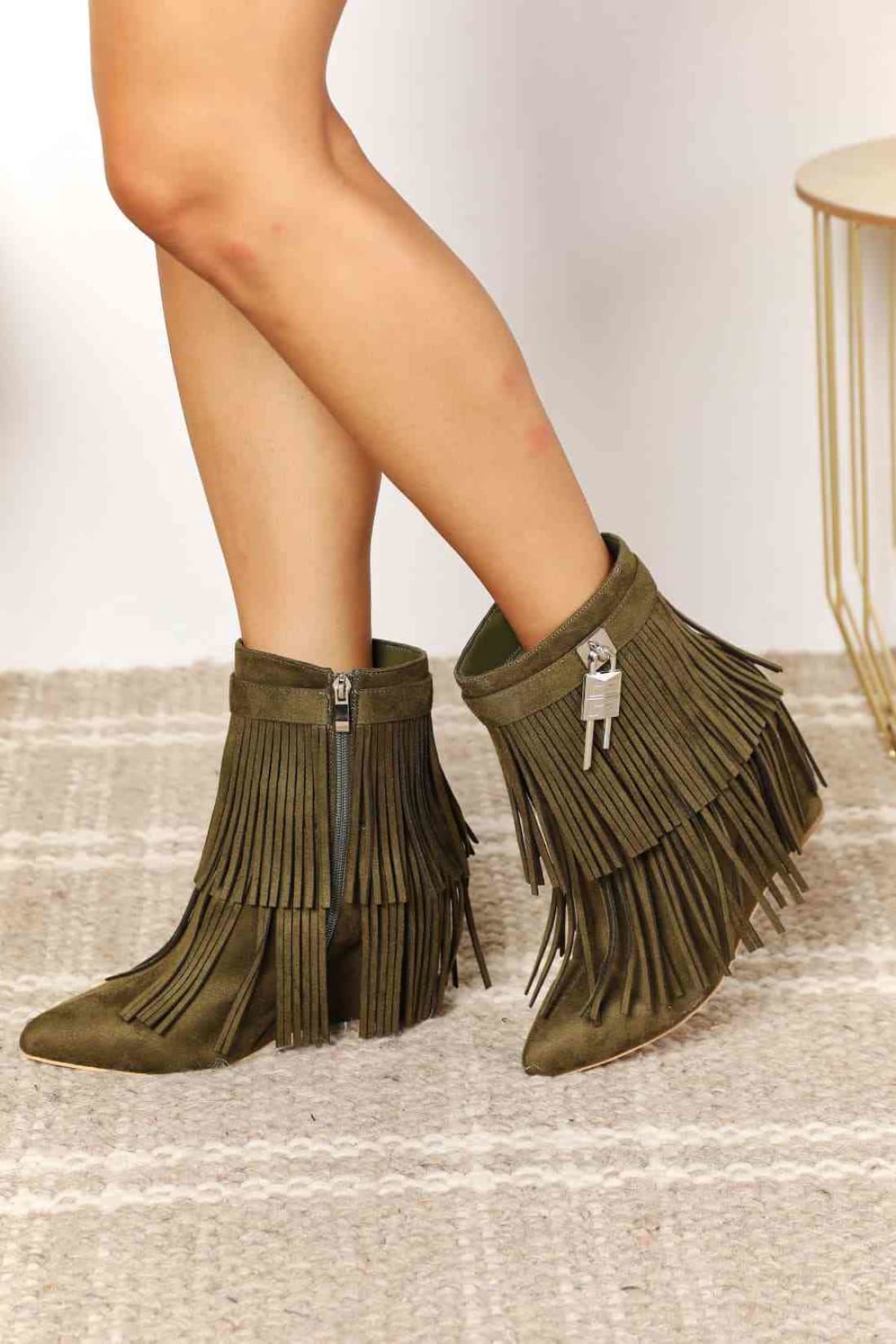 Legend Women’s Tassel Wedge Heel Ankle Booties