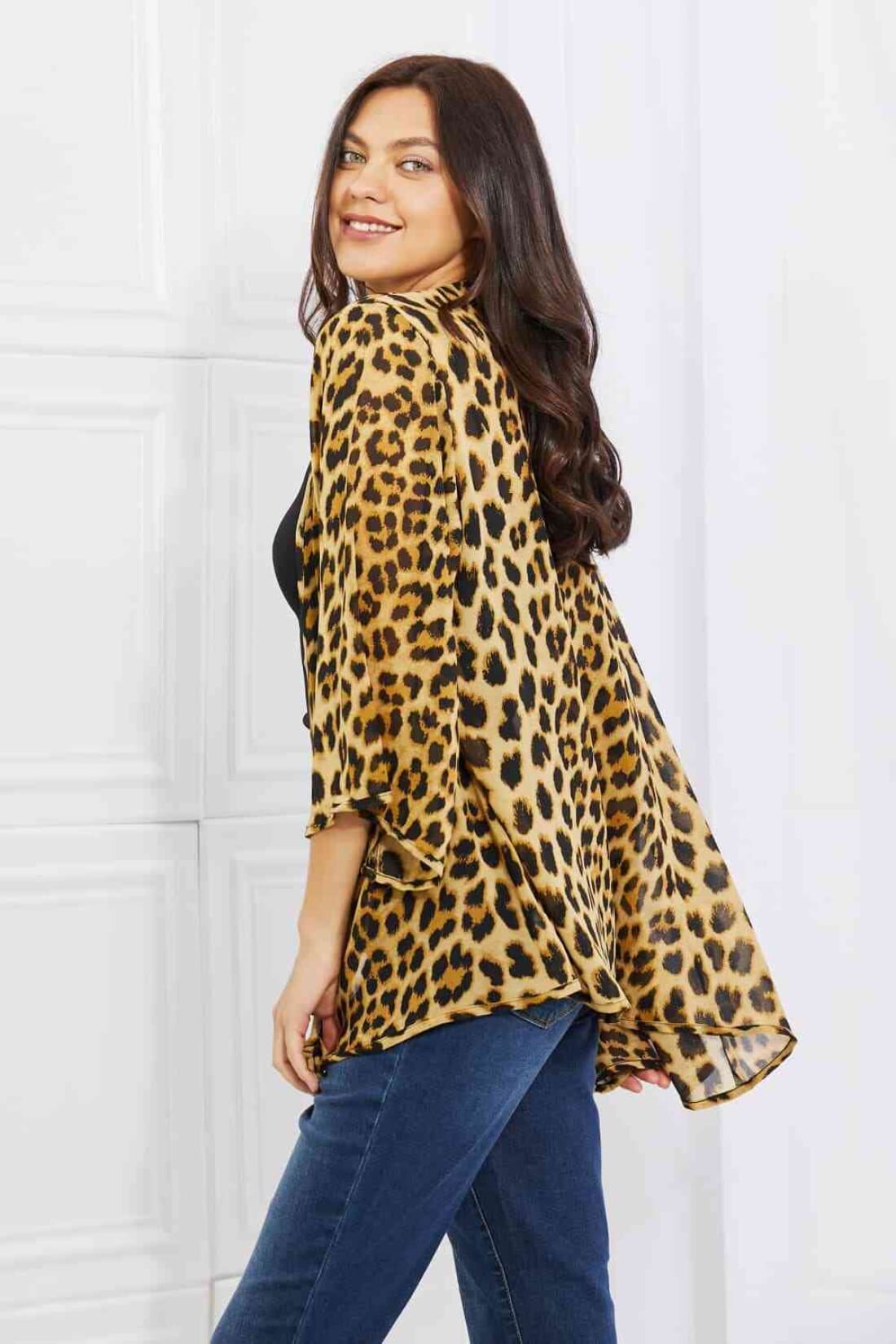 Leopard Print Chiffon Kimono | kimono