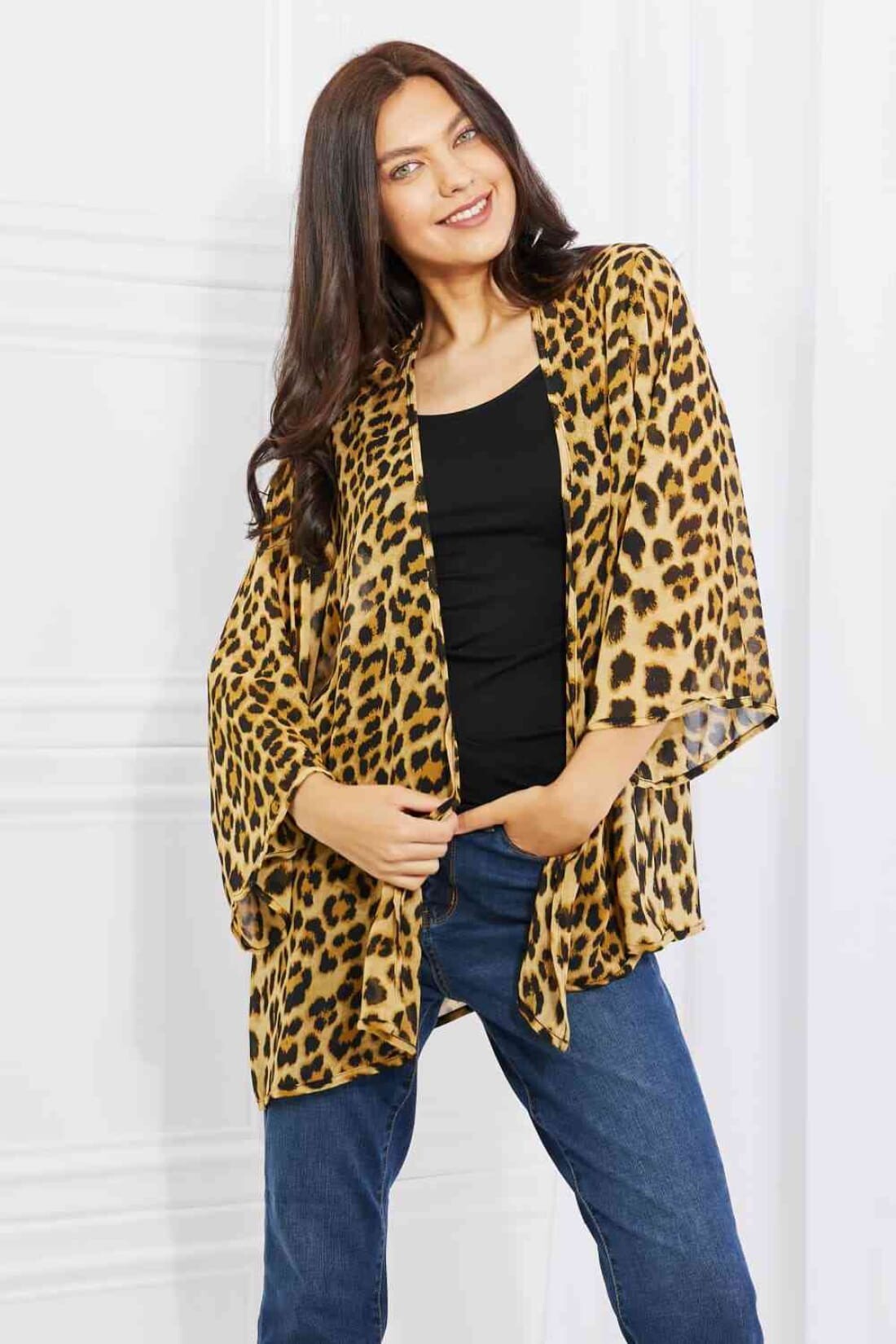 Leopard Print Chiffon Kimono | kimono