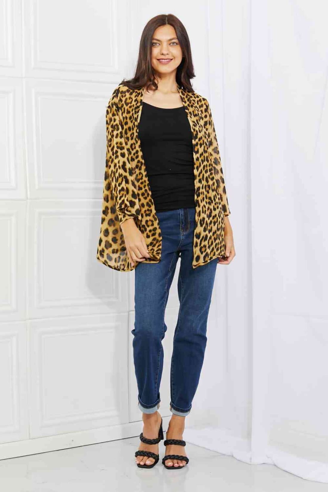 Leopard Print Chiffon Kimono | kimono