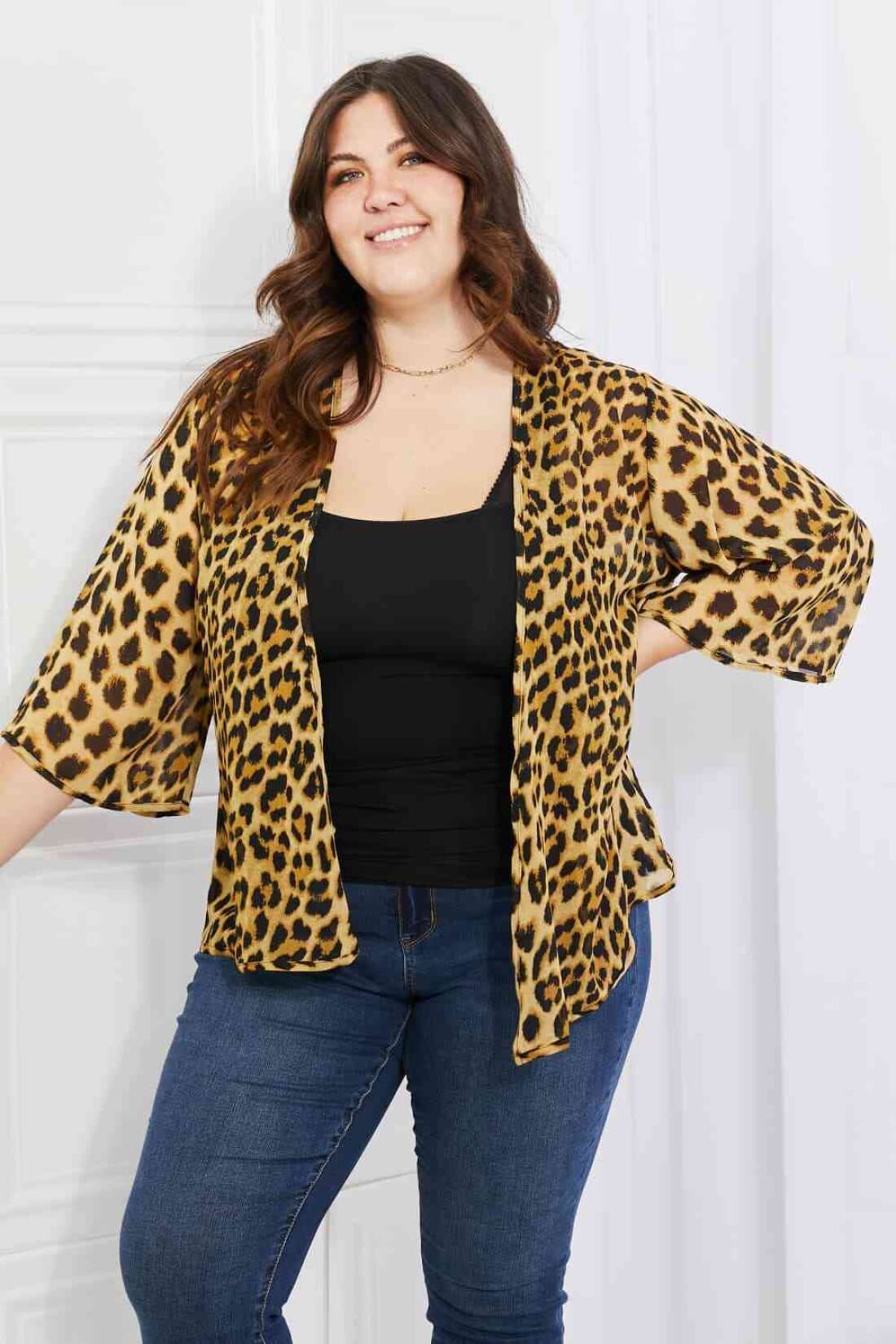 Leopard Print Chiffon Kimono | kimono