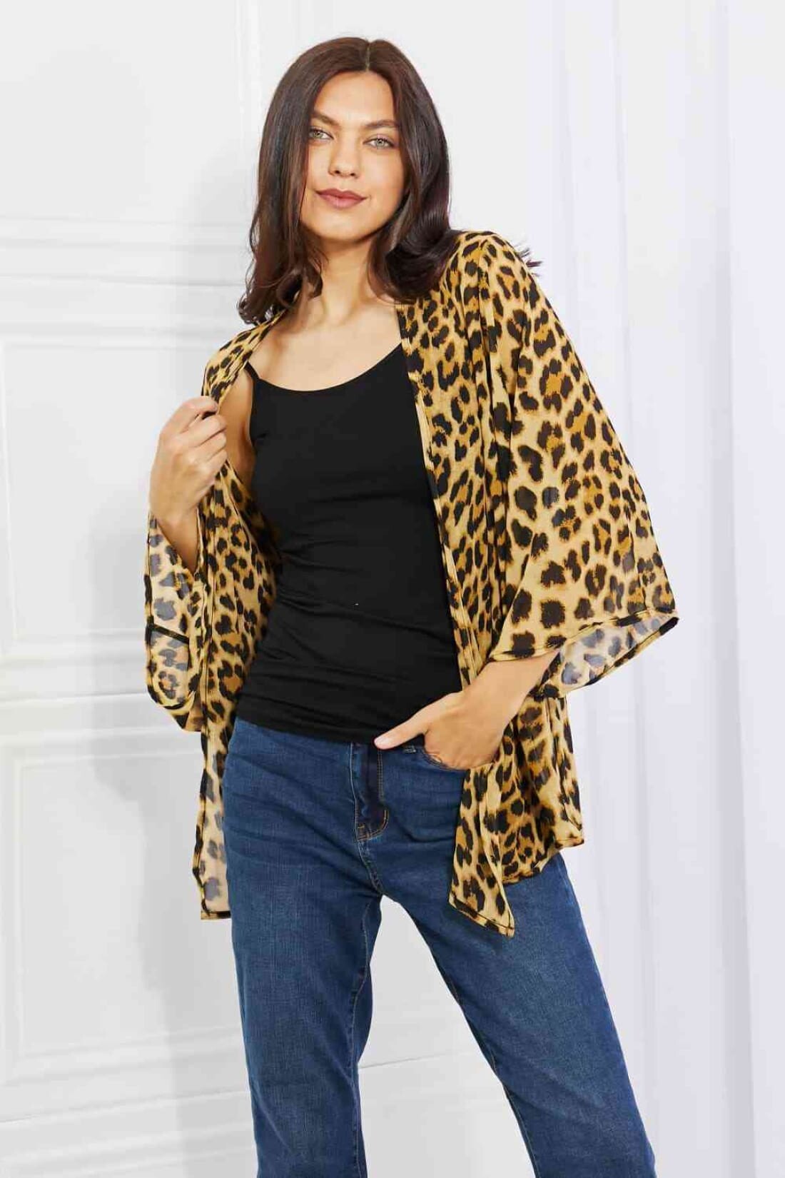 Leopard Print Chiffon Kimono | kimono