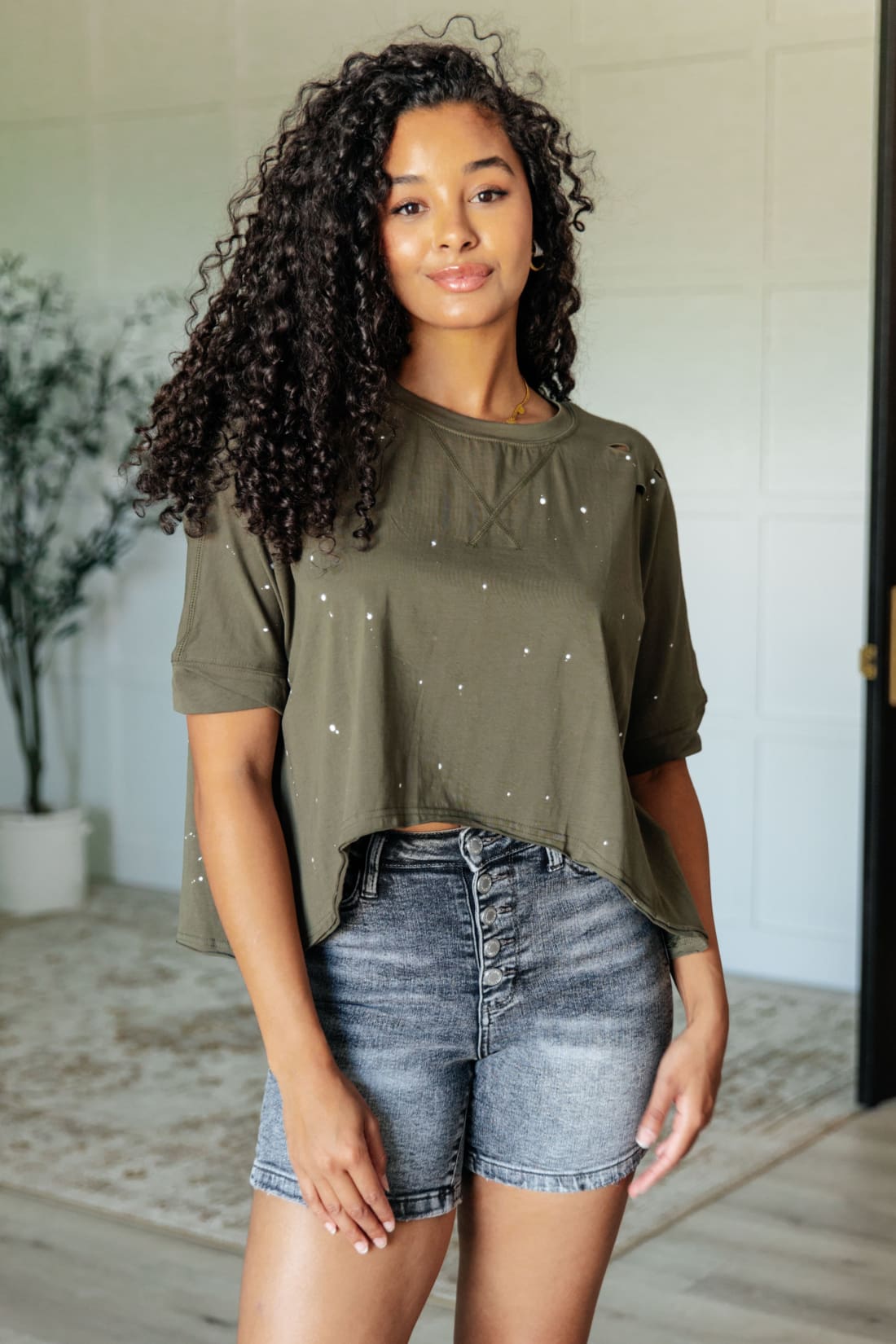 Less Than Stressed Asymmetrical Distressed Top | Tops