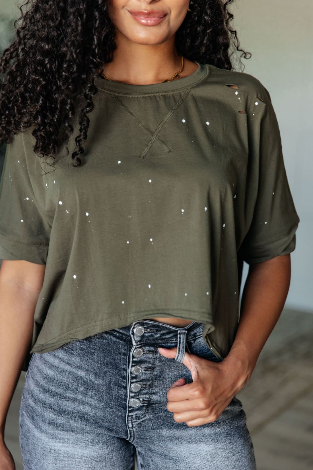 Less Than Stressed Asymmetrical Distressed Top | Tops