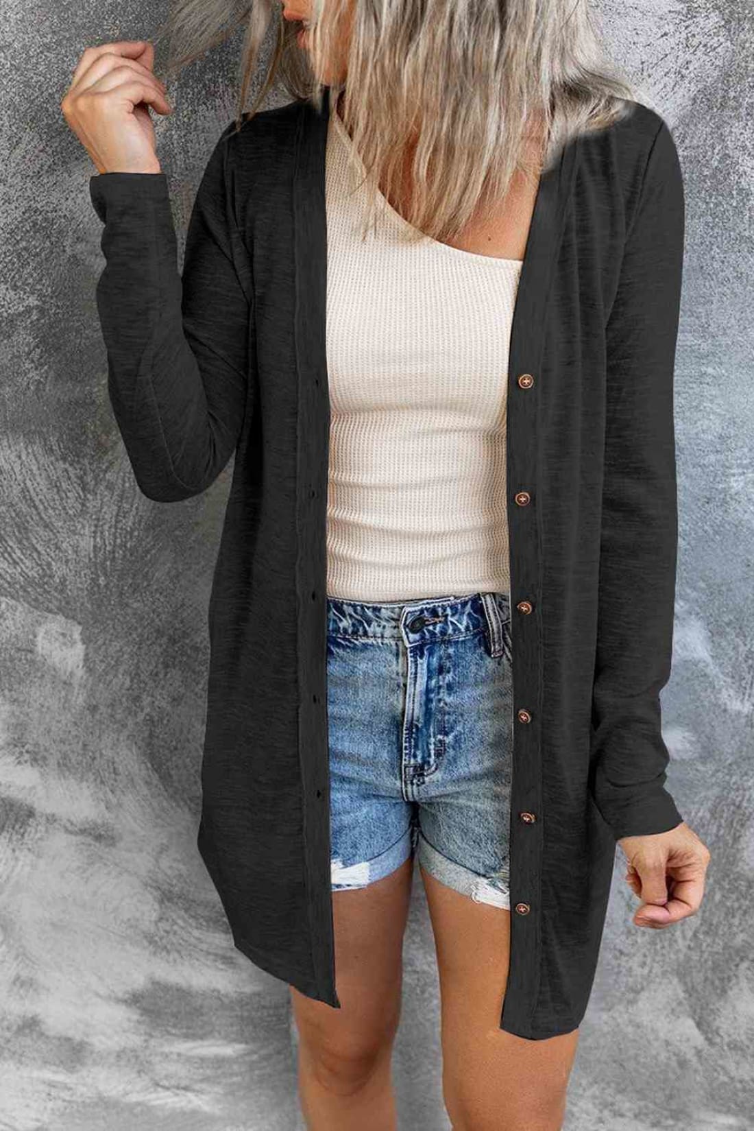 LIghtweight Button Front Longline Cardigan | Sweaters & Cardigans