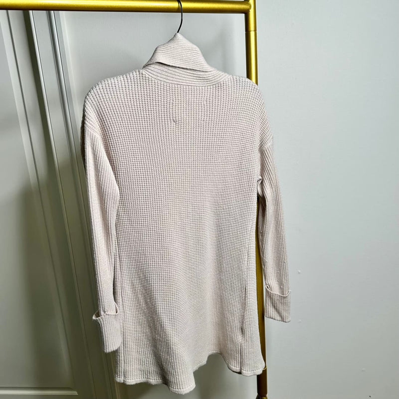LOFT Lounge Baby Pink Waffle-Weave Ribbed Sleeve Open Front Cardigan Size S Pre-Owned | Sweaters & Cardigans