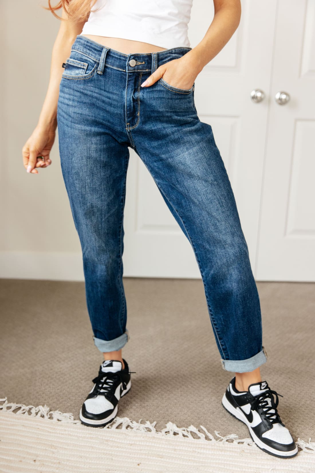 London Midrise Cuffed Boyfriend Jeans | Denim