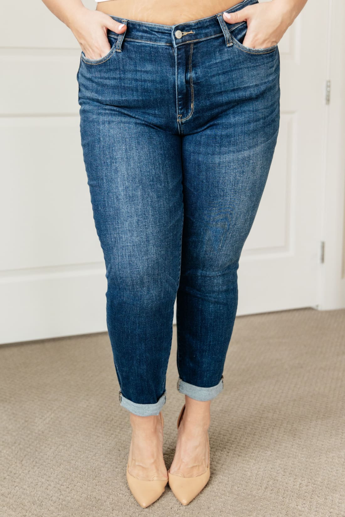 London Midrise Cuffed Boyfriend Jeans | Denim