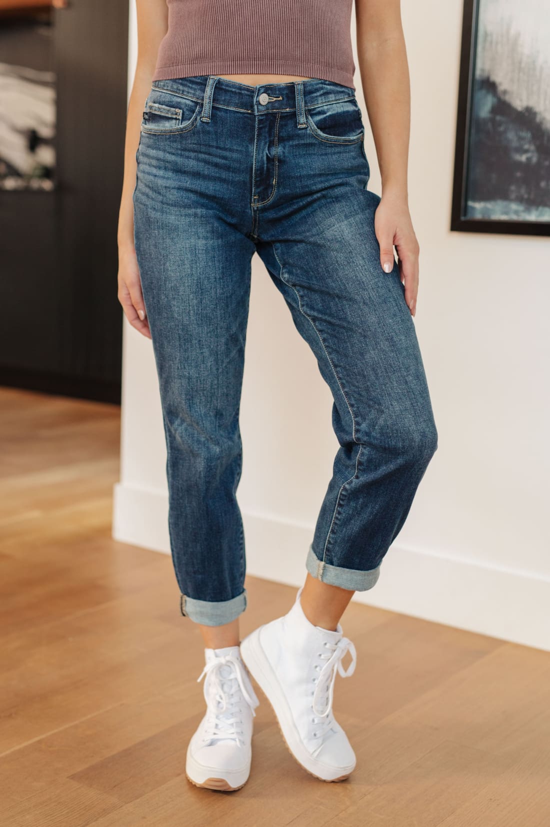 London Midrise Cuffed Boyfriend Jeans | Denim