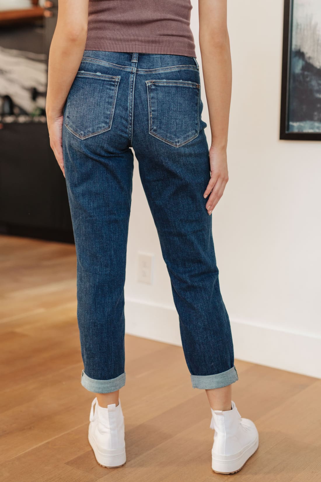 London Midrise Cuffed Boyfriend Jeans | Denim