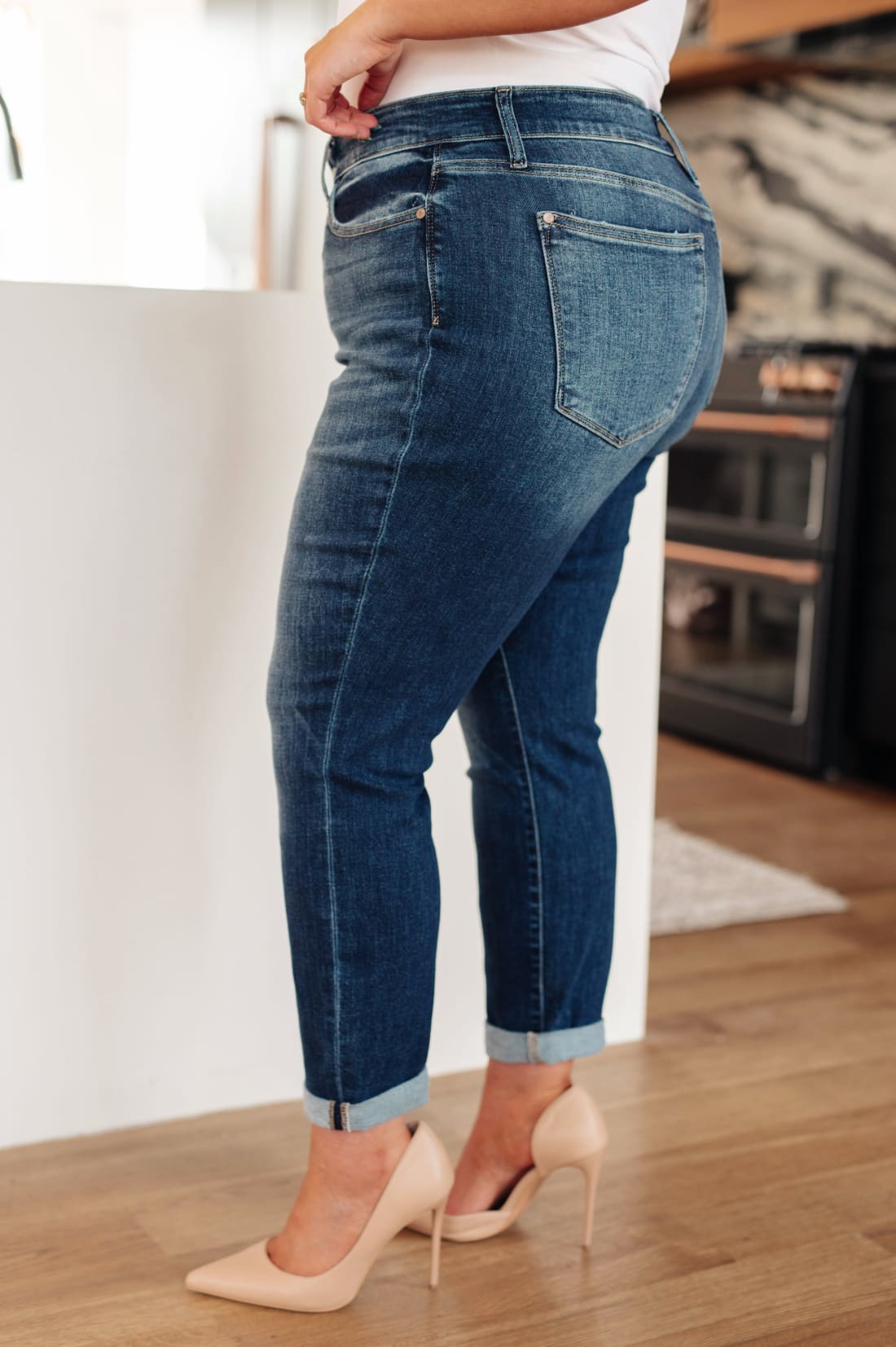 London Midrise Cuffed Boyfriend Jeans | Denim