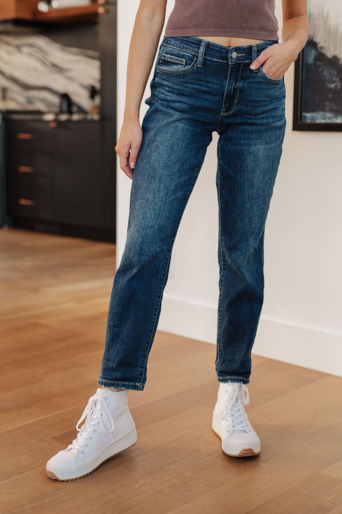 London Midrise Cuffed Boyfriend Jeans | Denim