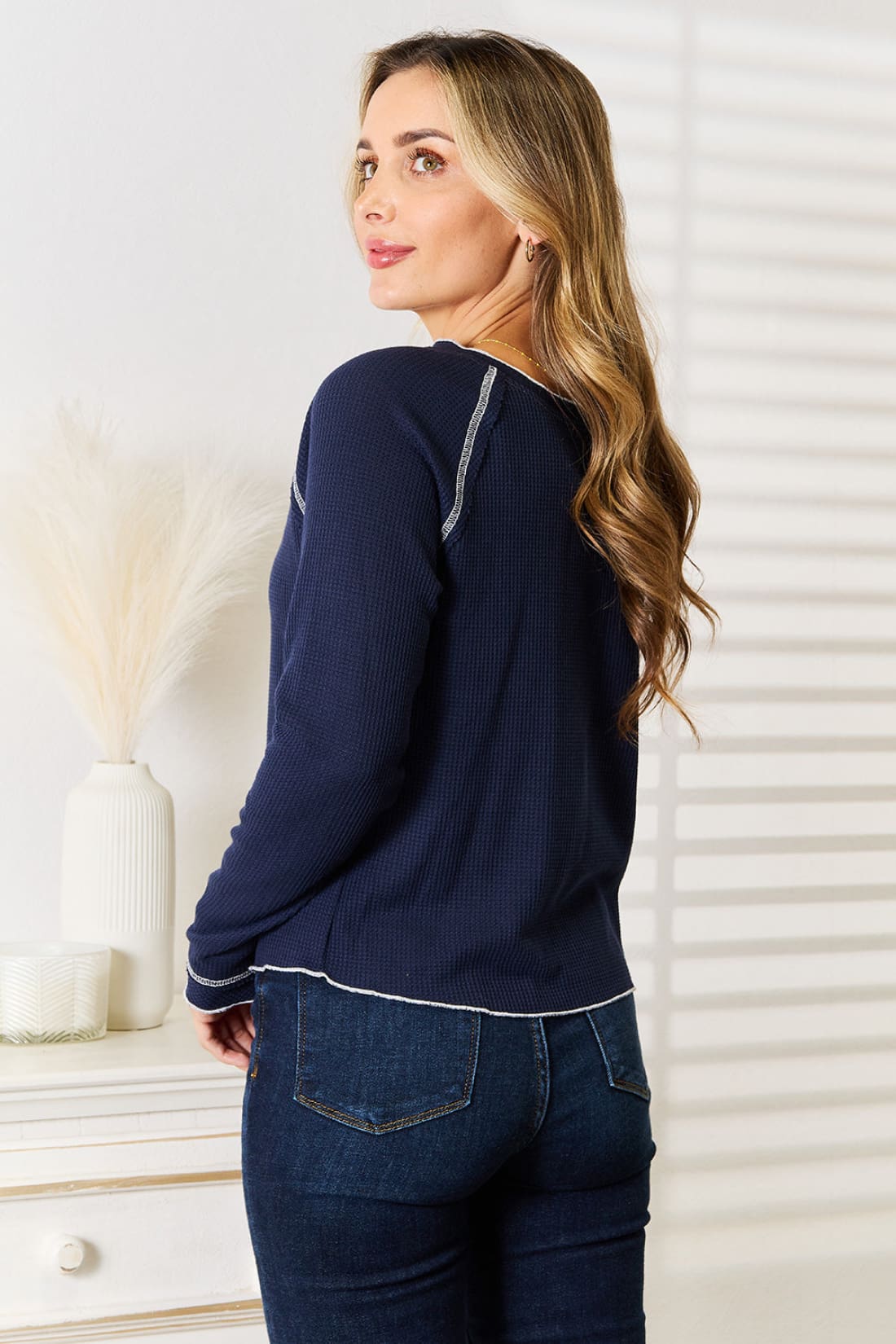 Long Raglan Sleeve Round Neck Top | Long Sleeve Tops