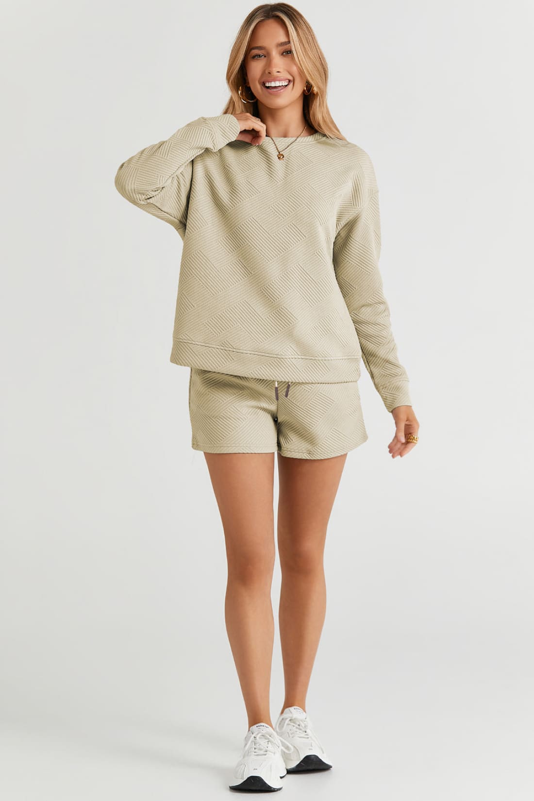 Long Sleeve Top and Drawstring Shorts Set