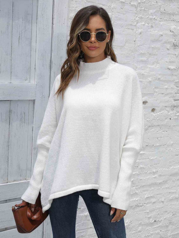 Loose Hem Plain Sweater | Sweaters & Cardigans