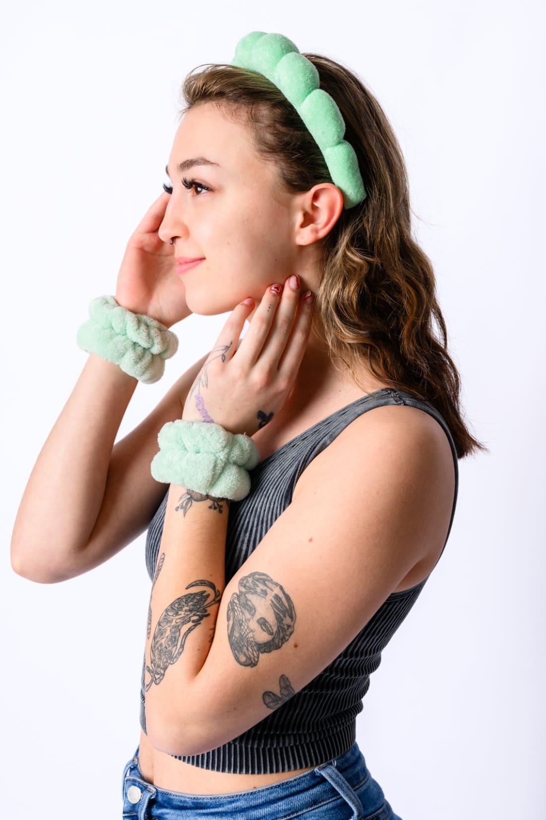 Lost in the Moment Headband and Wristband Set in Green | Health & Beauty