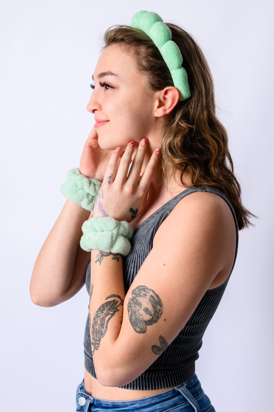 Lost in the Moment Headband and Wristband Set in Green | Health & Beauty