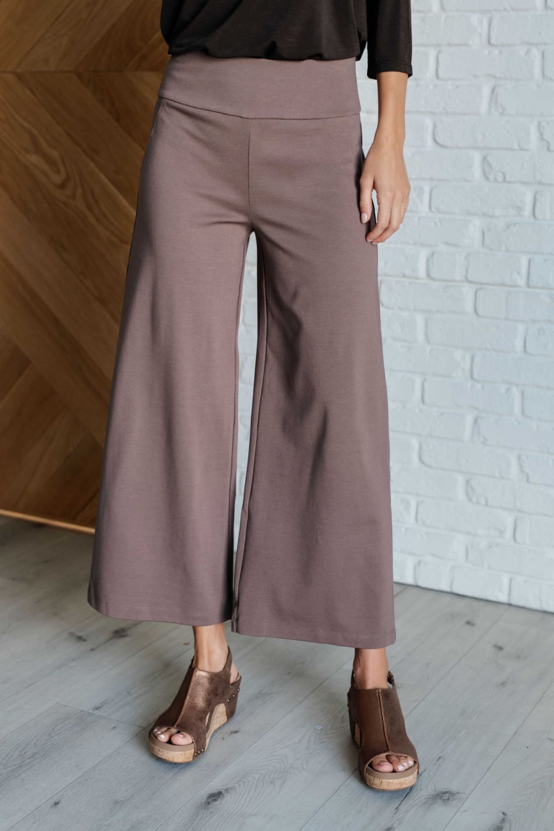 Magic Wide Leg Crop Pants in Dark Mocha | Bottoms