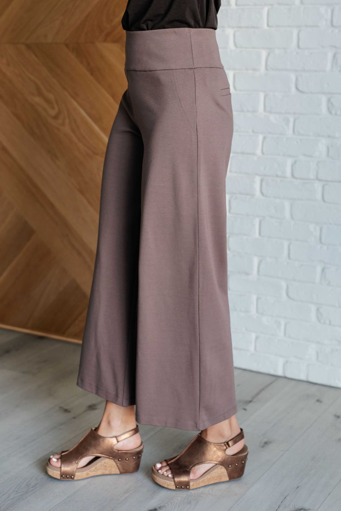 Magic Wide Leg Crop Pants in Dark Mocha | Bottoms