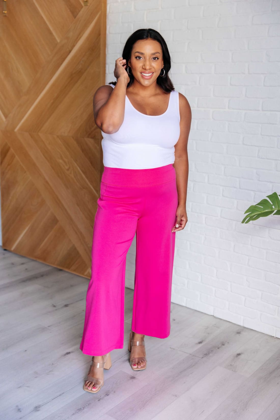 Magic Wide Leg Crop Pants in Hot Pink | pants