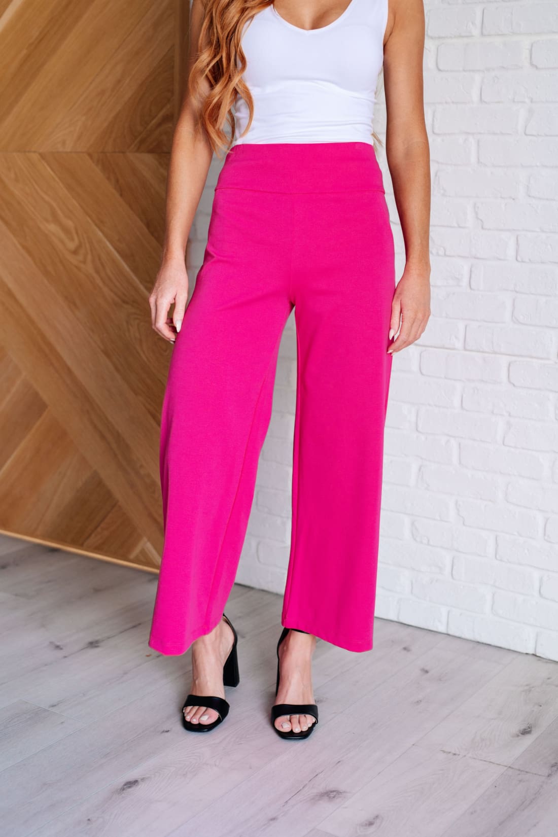 Magic Wide Leg Crop Pants in Hot Pink | pants