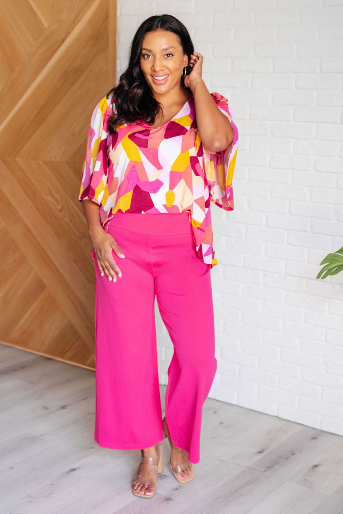 Magic Wide Leg Crop Pants in Hot Pink | pants