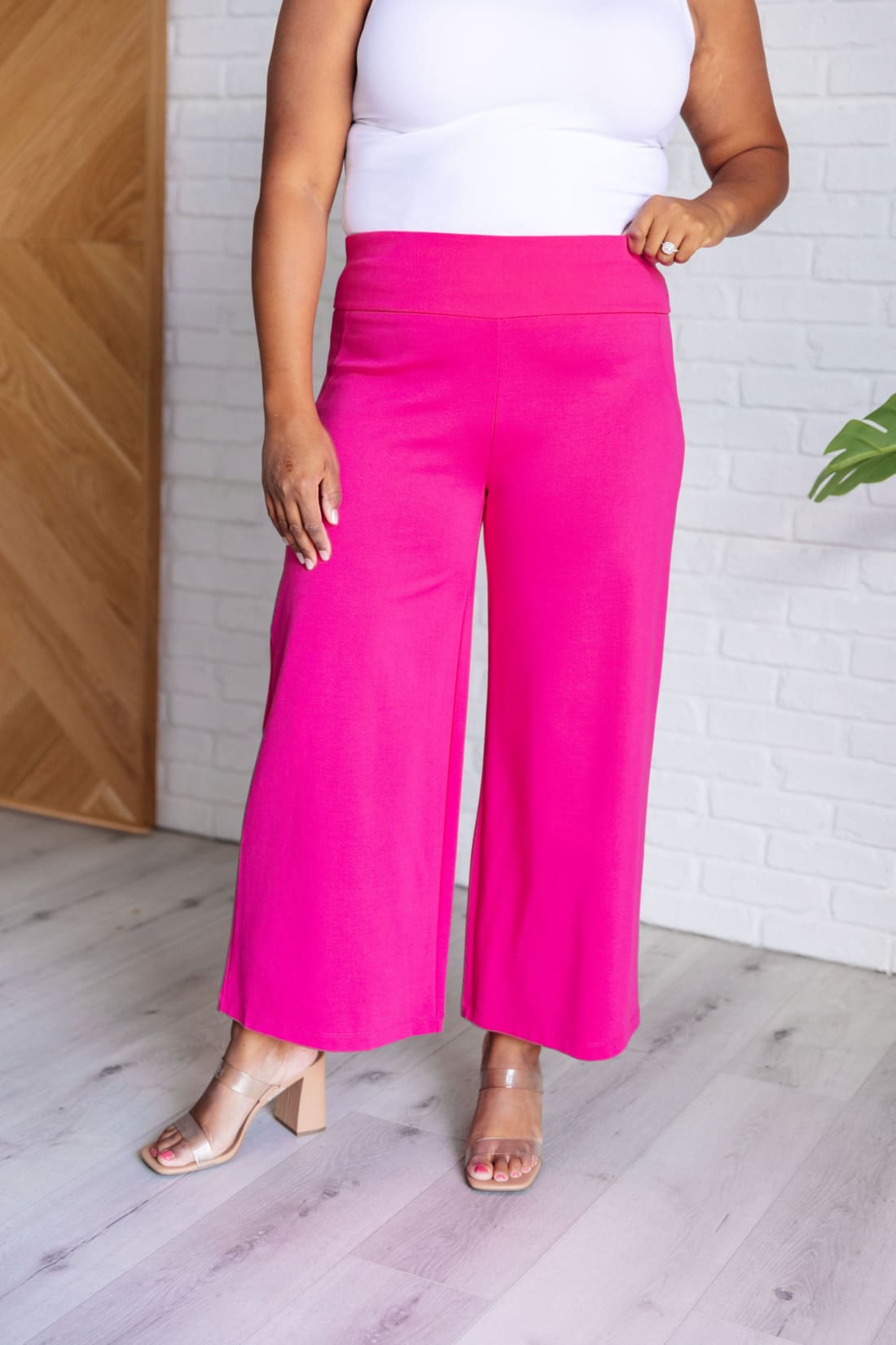 Magic Wide Leg Crop Pants in Hot Pink | pants