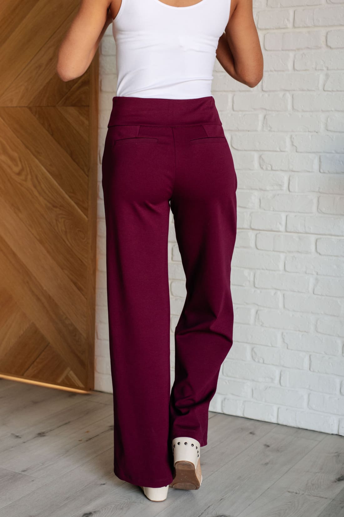 Magic Wide Leg Pants in Wine | Bottoms