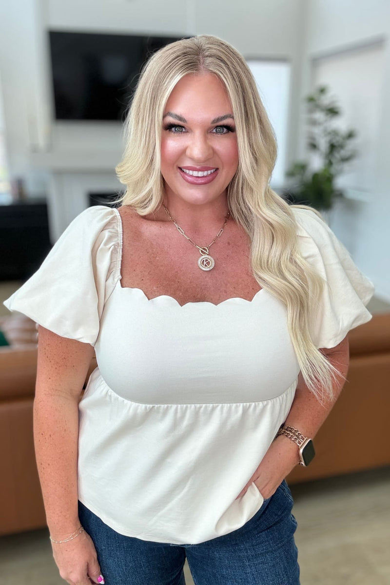 Man Am I the Greatest Scalloped Square Neck Blouse