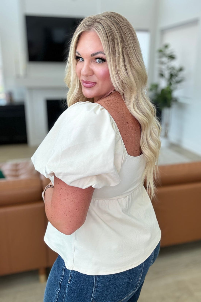 Man Am I the Greatest Scalloped Square Neck Blouse