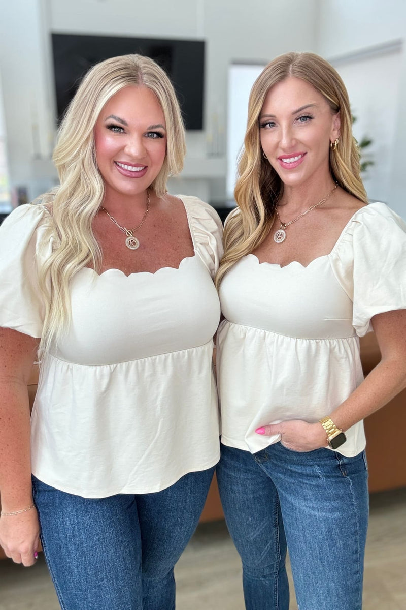 Man Am I the Greatest Scalloped Square Neck Blouse