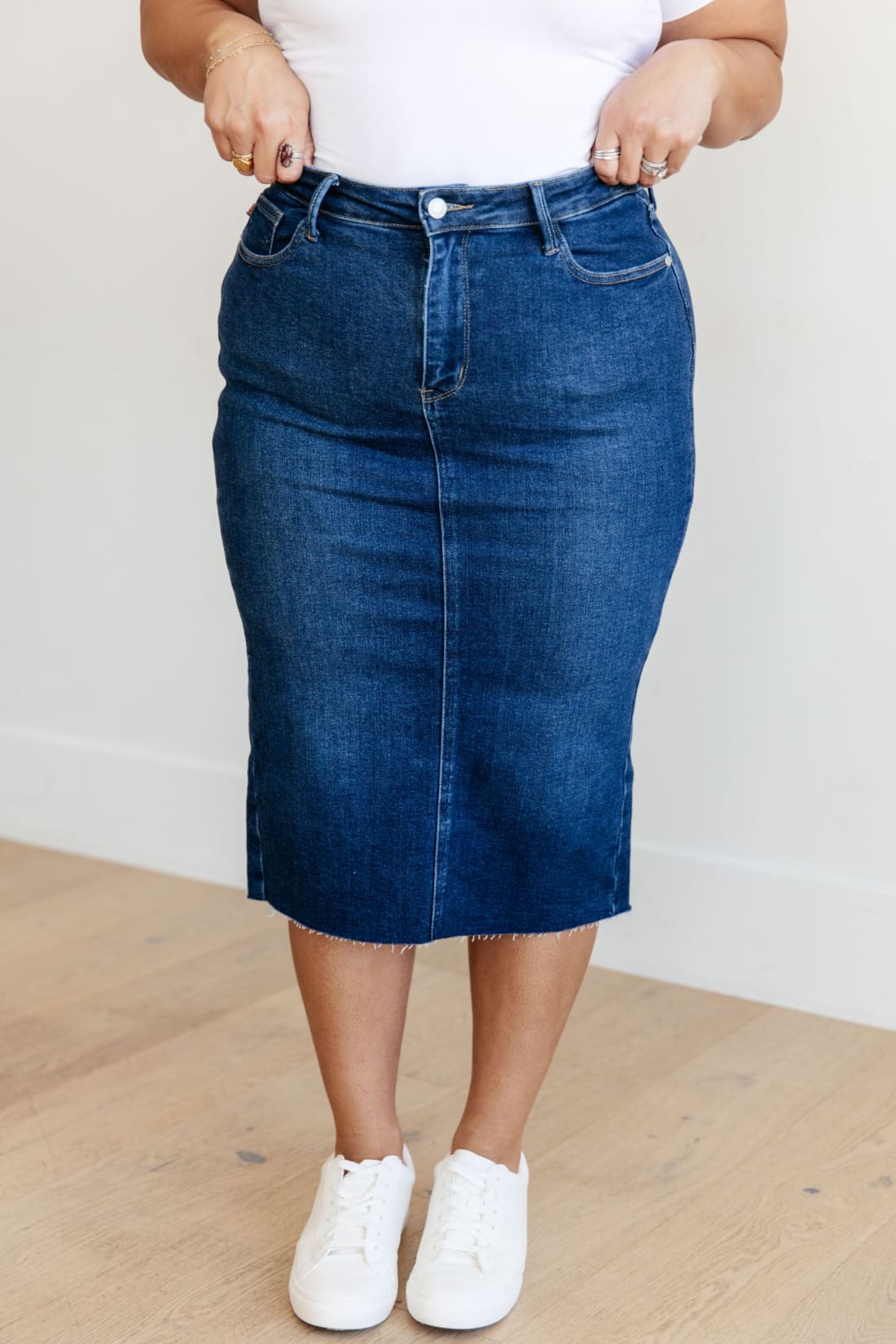 Marcy High Rise Denim Midi Skirt | Skirts