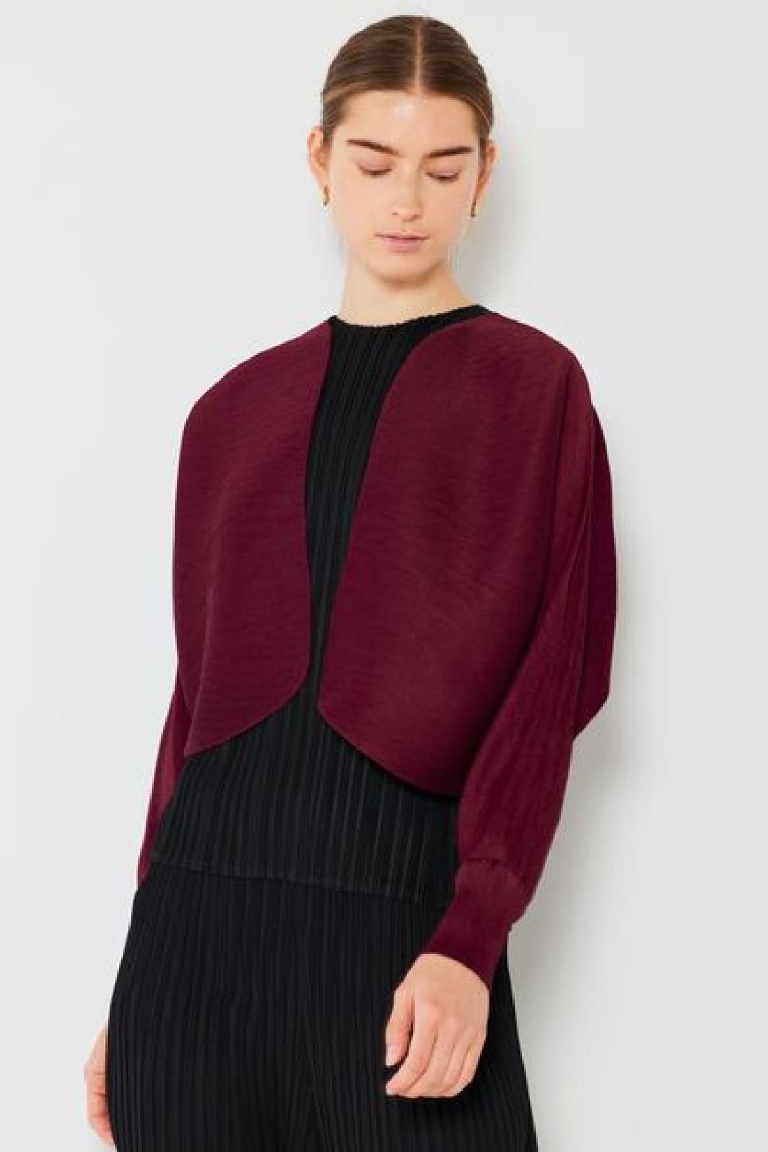 Marina West Swim Rib Pleated Puff Sleeve Bolero Cardigan | Sweaters & Cardigans