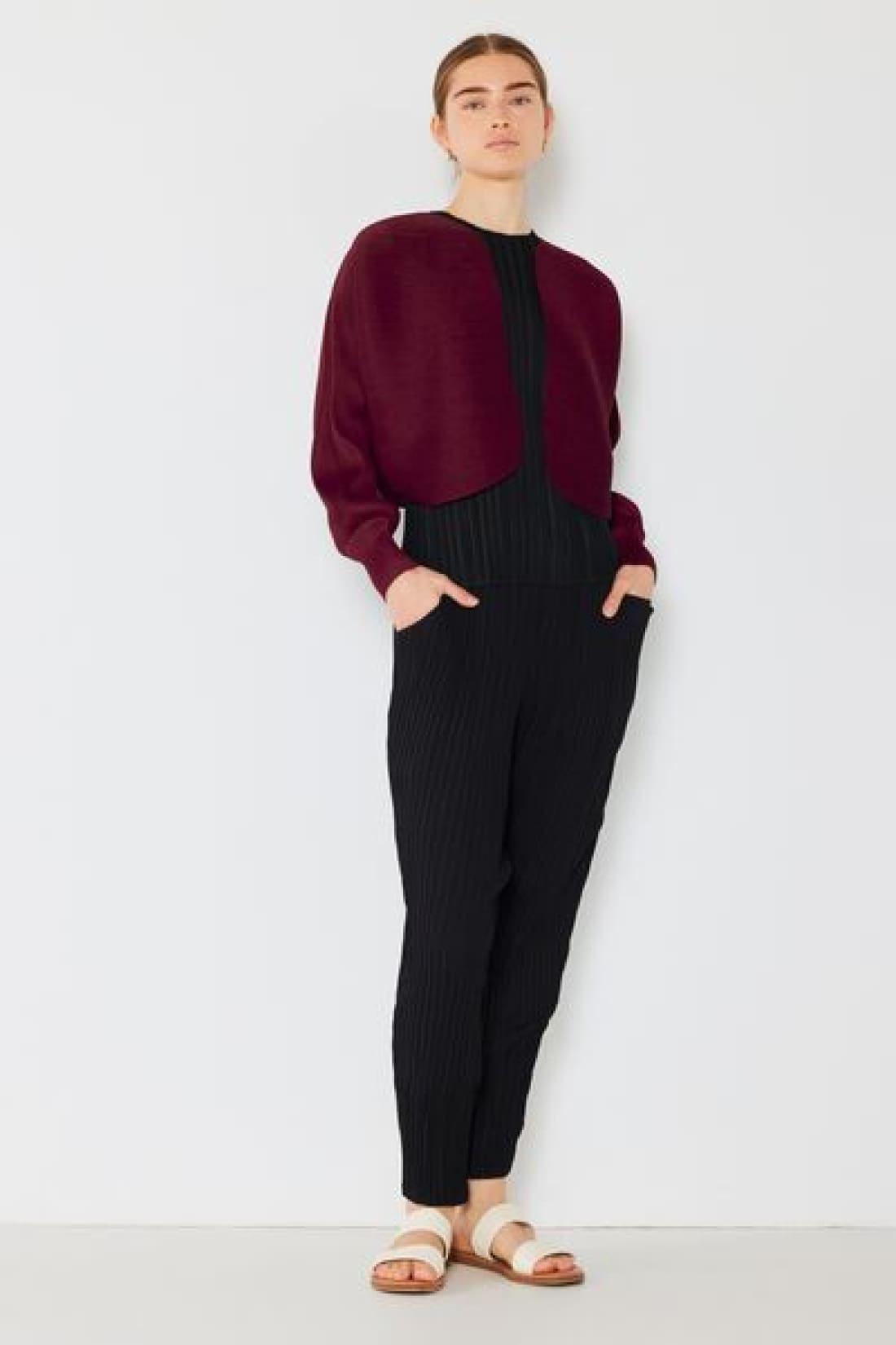 Marina West Swim Rib Pleated Puff Sleeve Bolero Cardigan | Sweaters & Cardigans