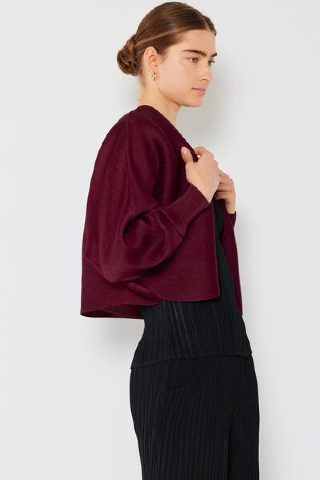 Marina West Swim Rib Pleated Puff Sleeve Bolero Cardigan | Sweaters & Cardigans