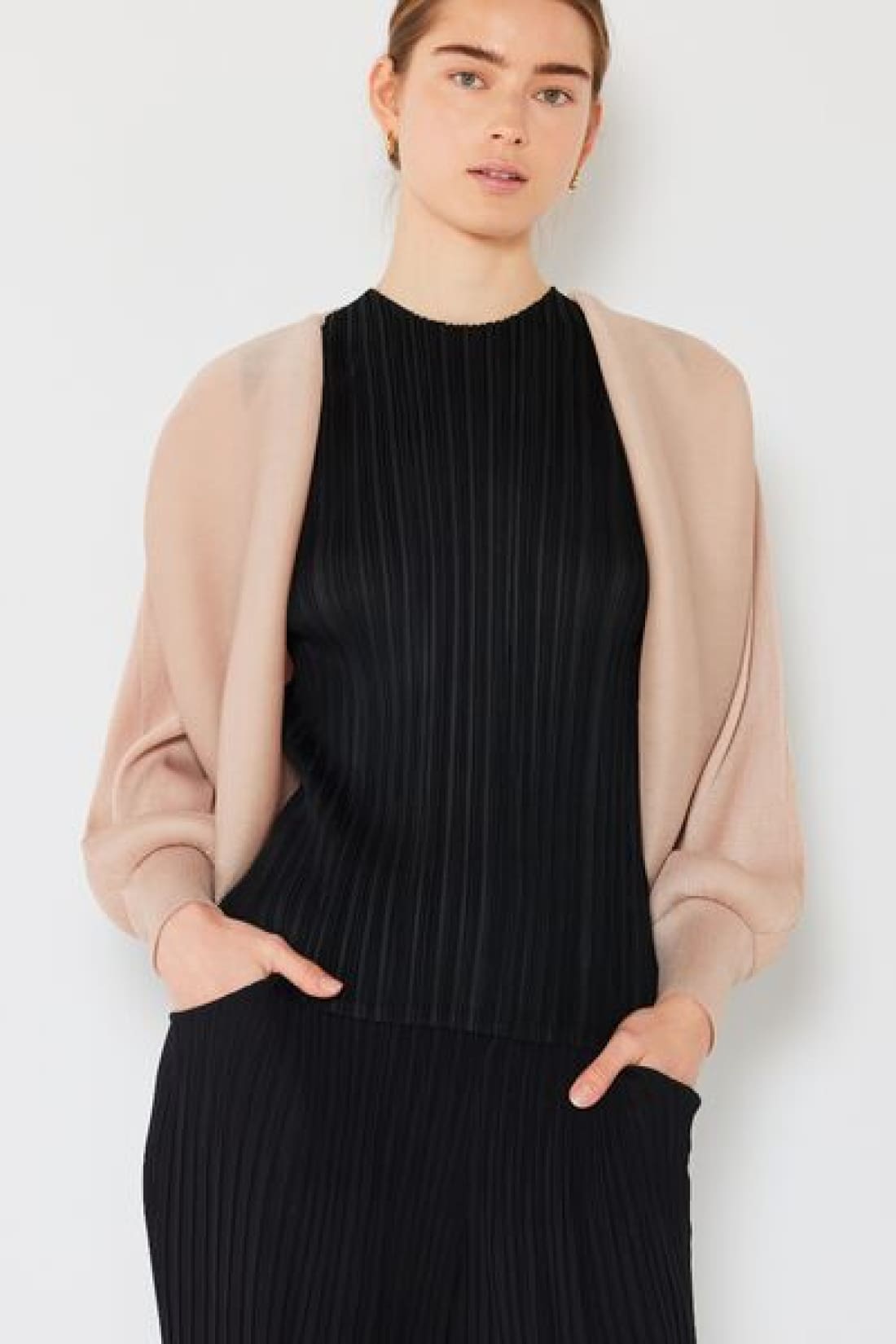 Marina West Swim Rib Pleated Puff Sleeve Bolero Cardigan | Sweaters & Cardigans