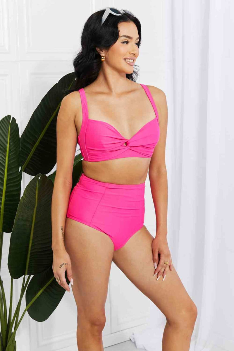 Marina West Swim Take A Dip Twist High-Rise Bikini in Pink | Bikinis