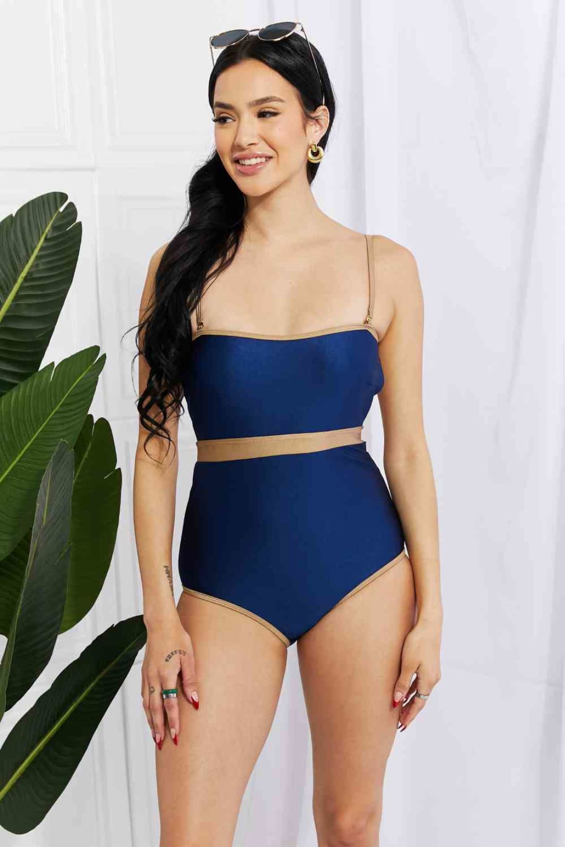 Marina West Swim Wave Break Contrast Trim One-Piece | one piece swimsuit