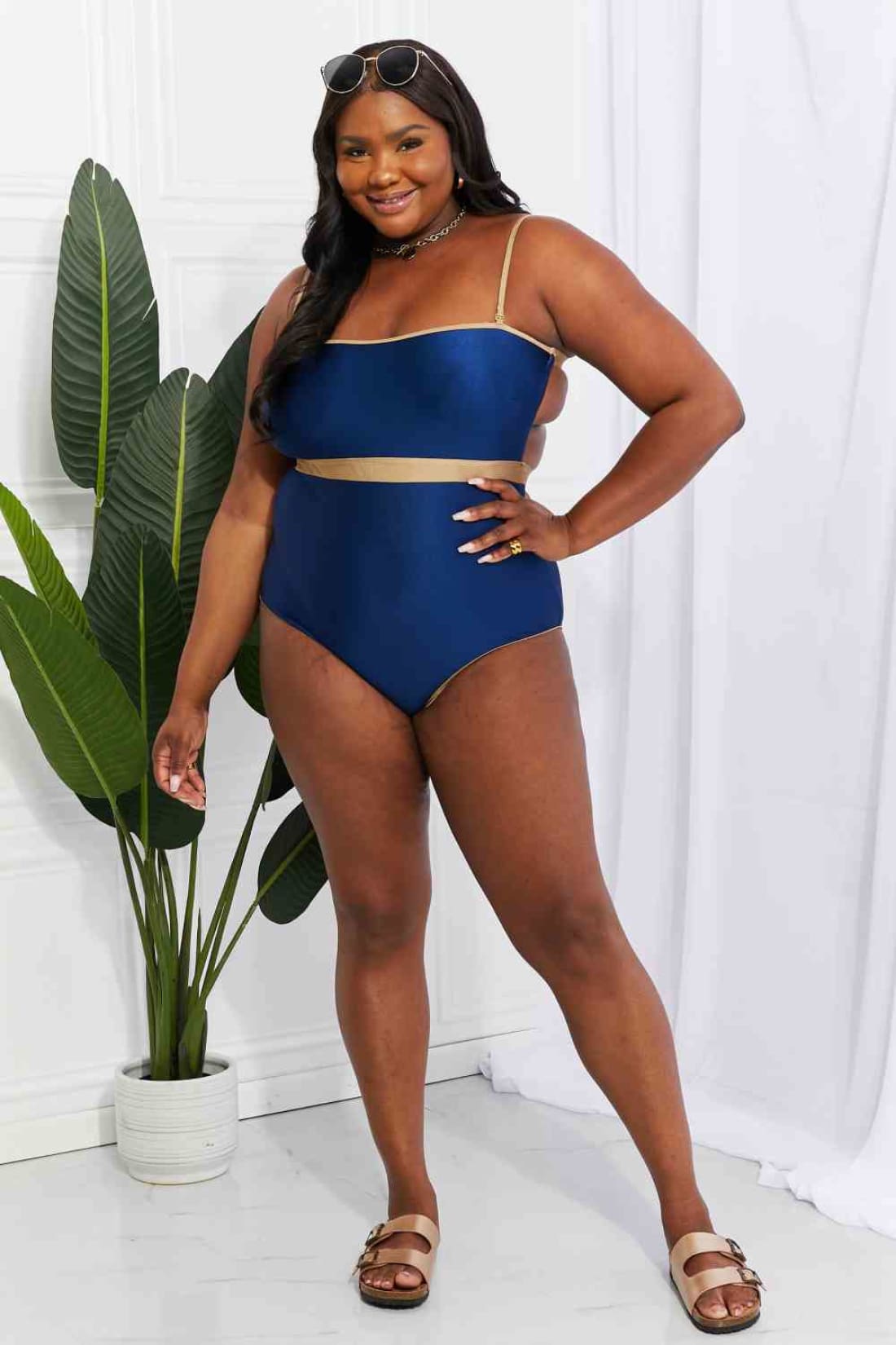 Marina West Swim Wave Break Contrast Trim One-Piece | one piece swimsuit