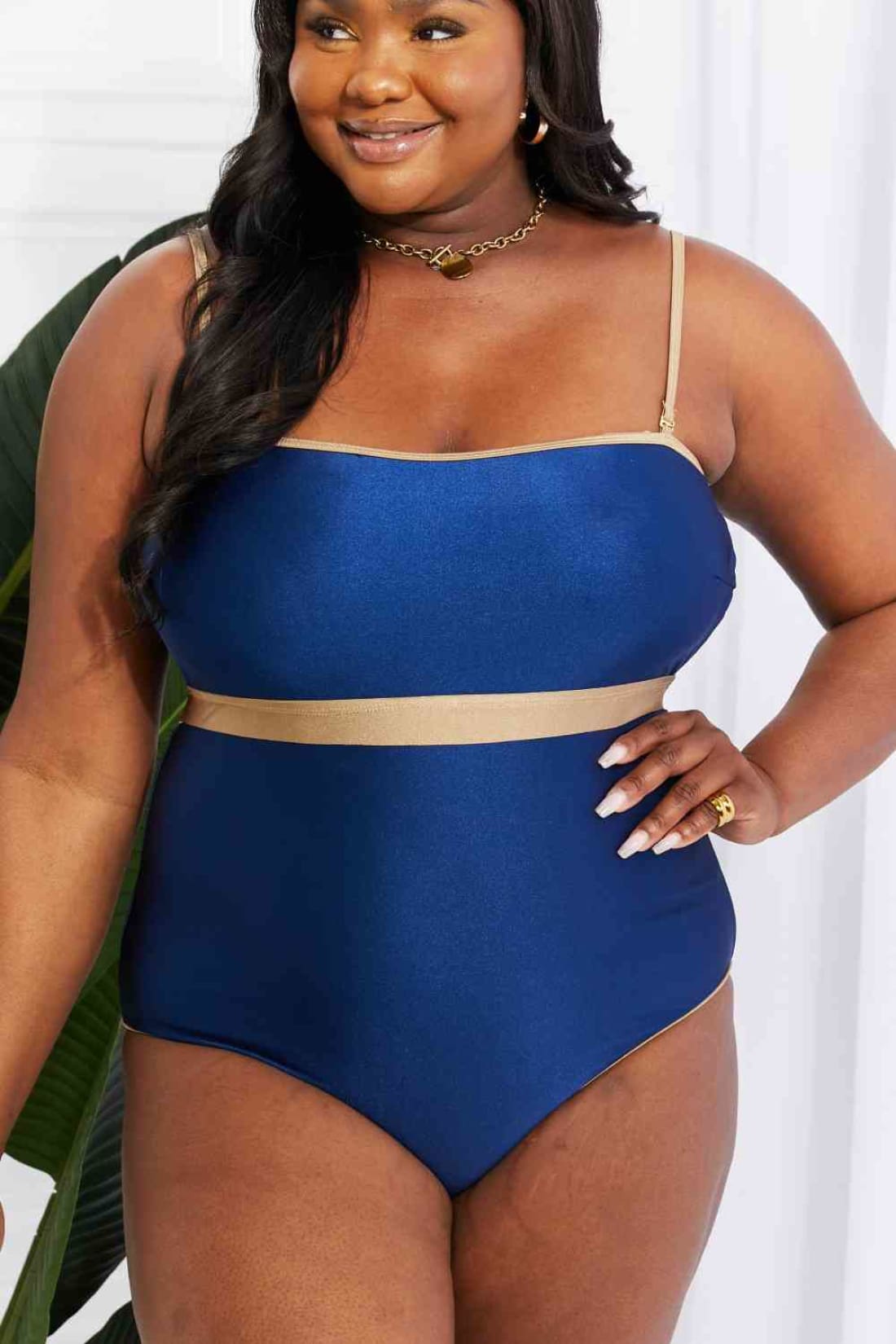 Marina West Swim Wave Break Contrast Trim One-Piece | one piece swimsuit