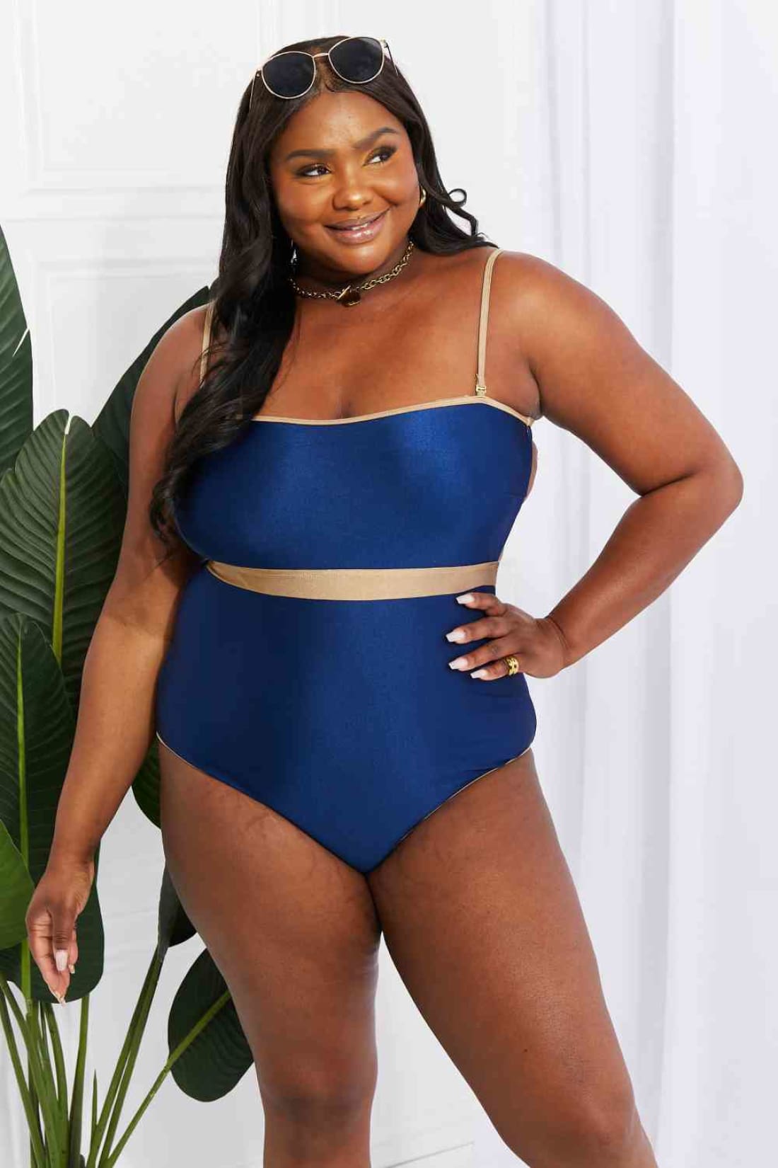 Marina West Swim Wave Break Contrast Trim One-Piece | one piece swimsuit