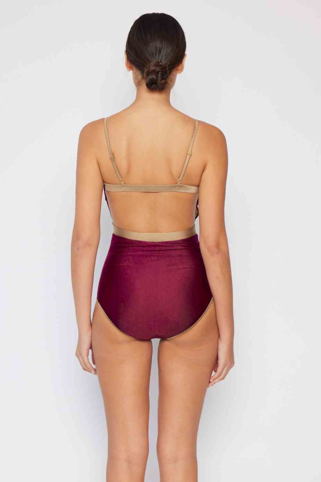 Marina West Swim Wave Break Contrast Trim One-Piece in Wine | One-Piece Swimsuit