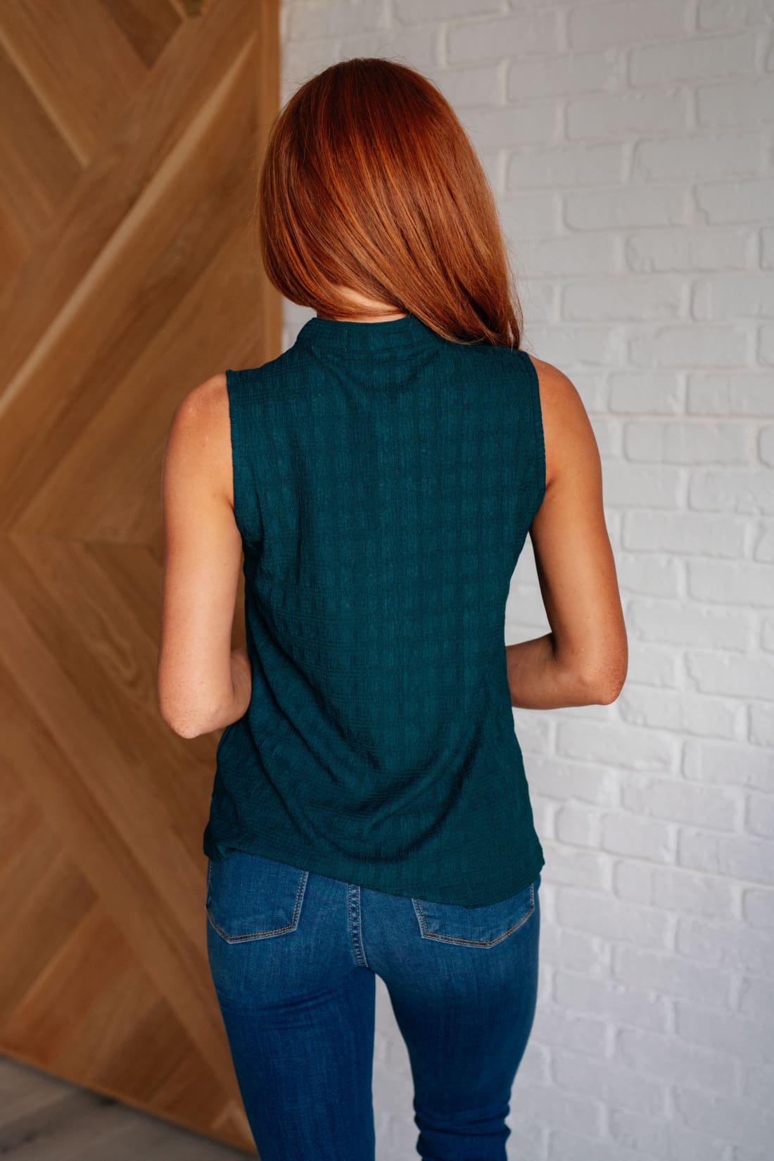 Matter of Fact Pleat Front Sleeveless Blouse in Sea Green | Blouses & Shirts