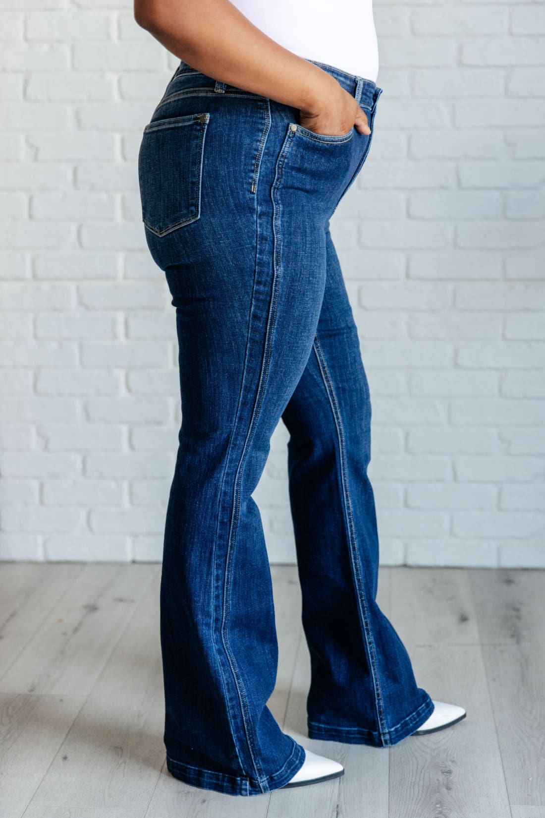 Mavis High Rise Side Seam Detail Flare Jeans | Denim