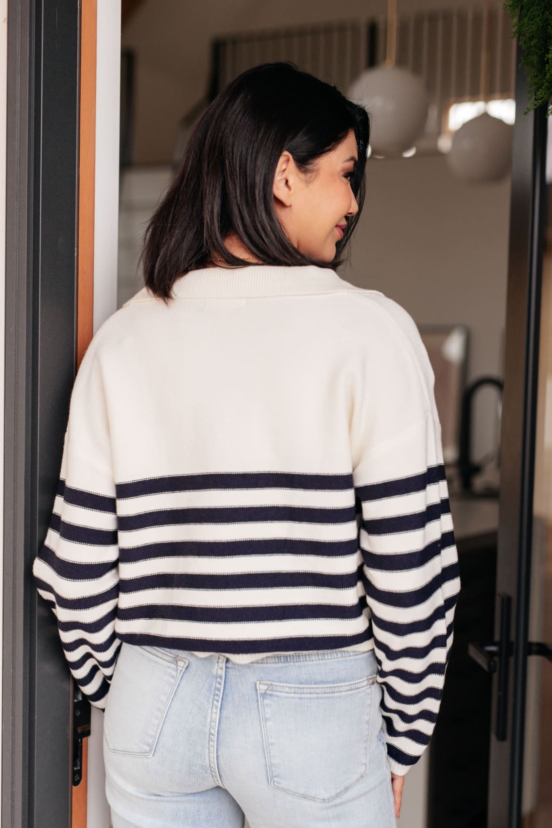 Memorable Moments Striped Sweater in White | Sweaters & Cardigans