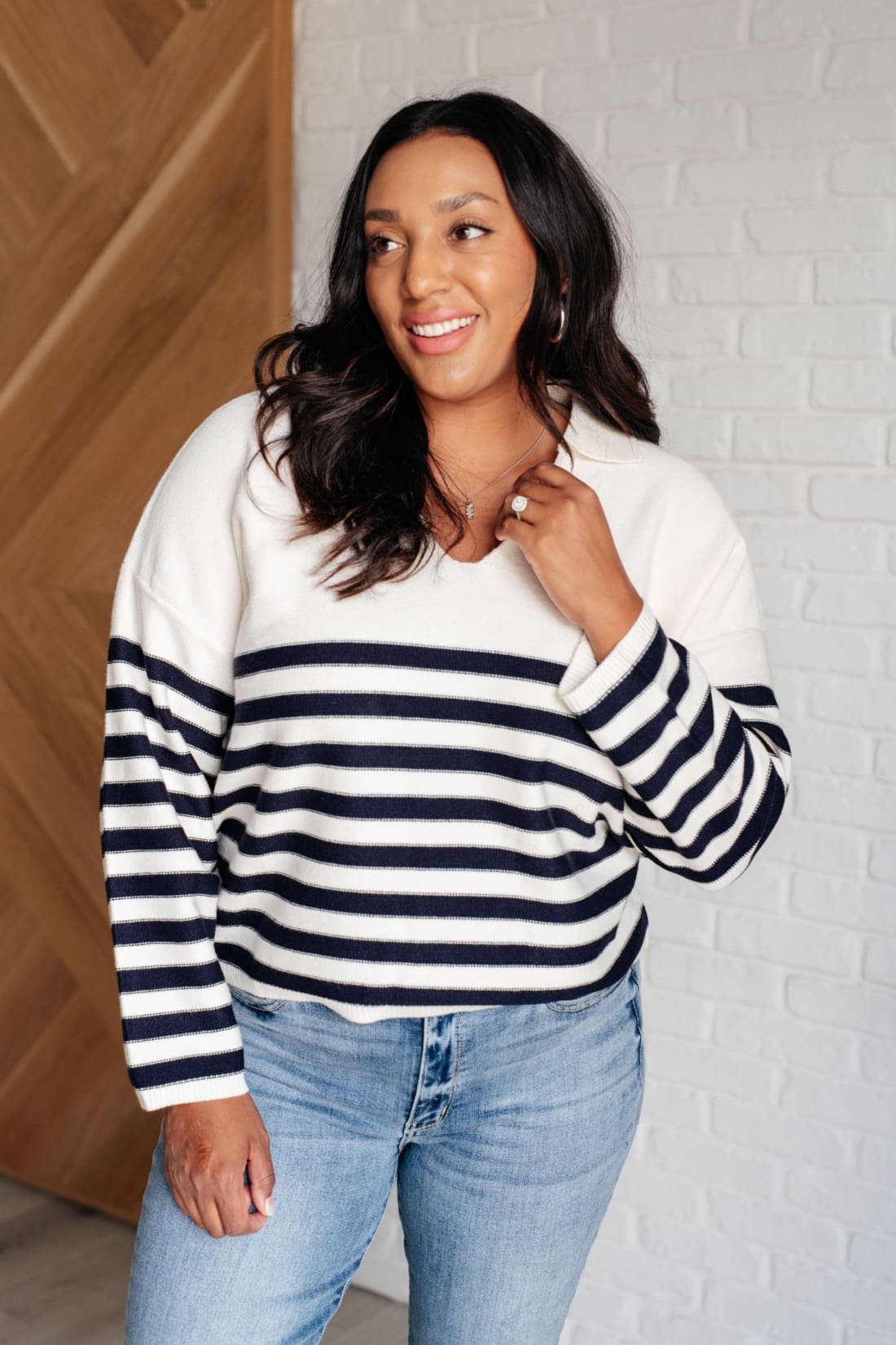 Memorable Moments Striped Sweater in White | Sweaters & Cardigans